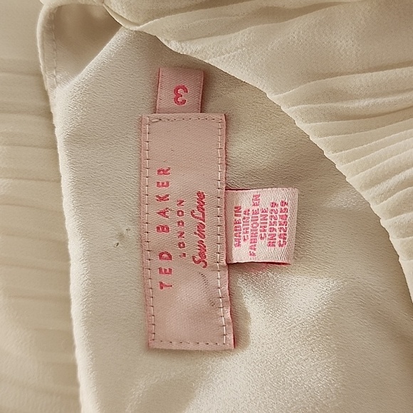 Ted Baker Macenzi Cream Pleated Long Sleeve Blouse Size 8 - Picture 8 of 9